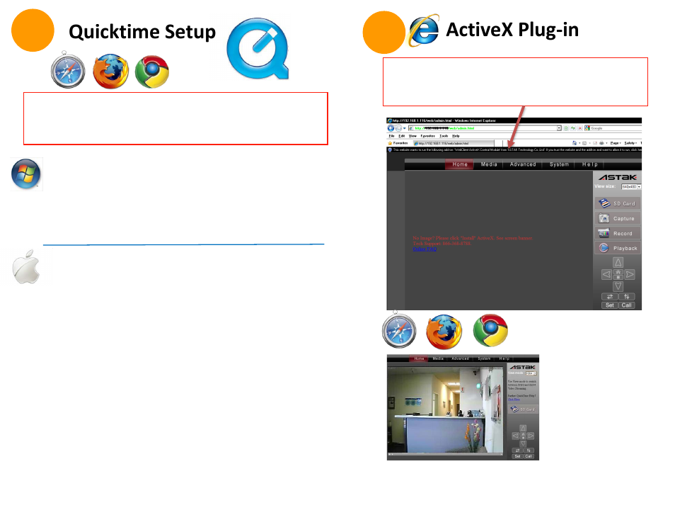 Slide number 3, Activex plug-in, Quicktime setup | Astak MOLE VGA User Manual | Page 3 / 4