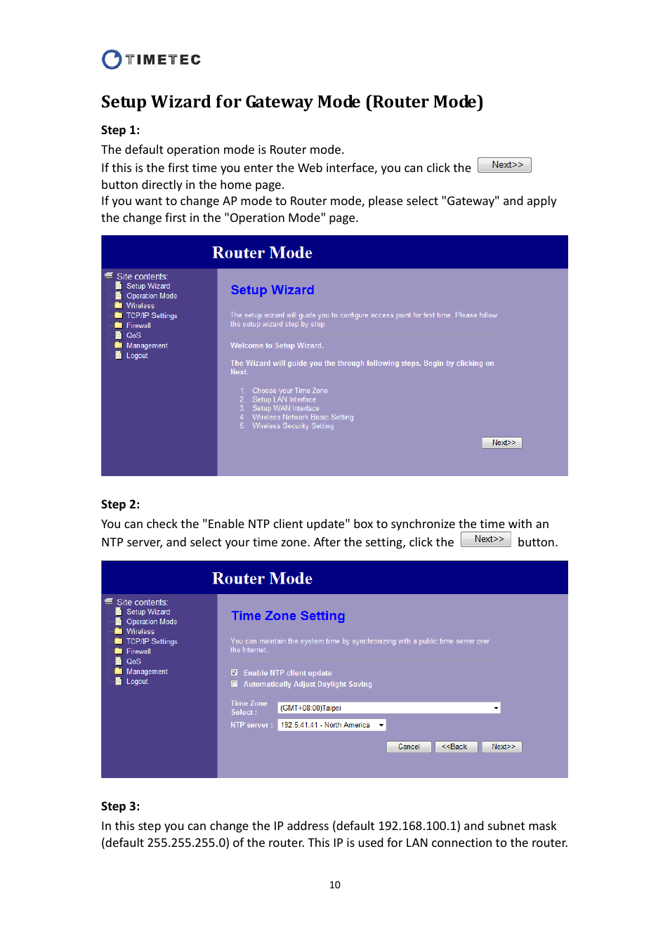 Setup wizard for gateway mode (router mode) | Astak R4020A - User Manual User Manual | Page 11 / 84