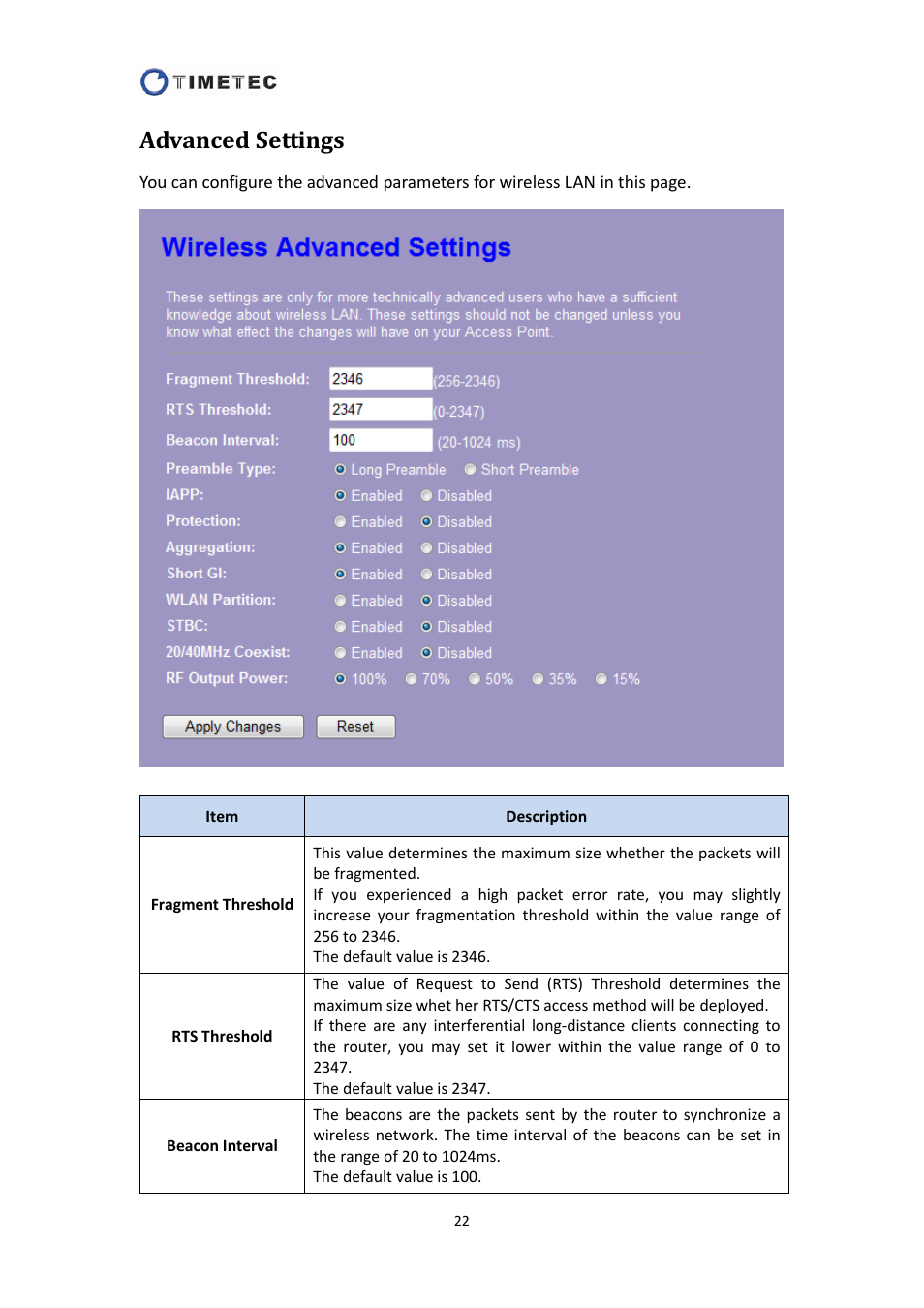Advanced settings | Astak R4020A - User Manual User Manual | Page 23 / 84