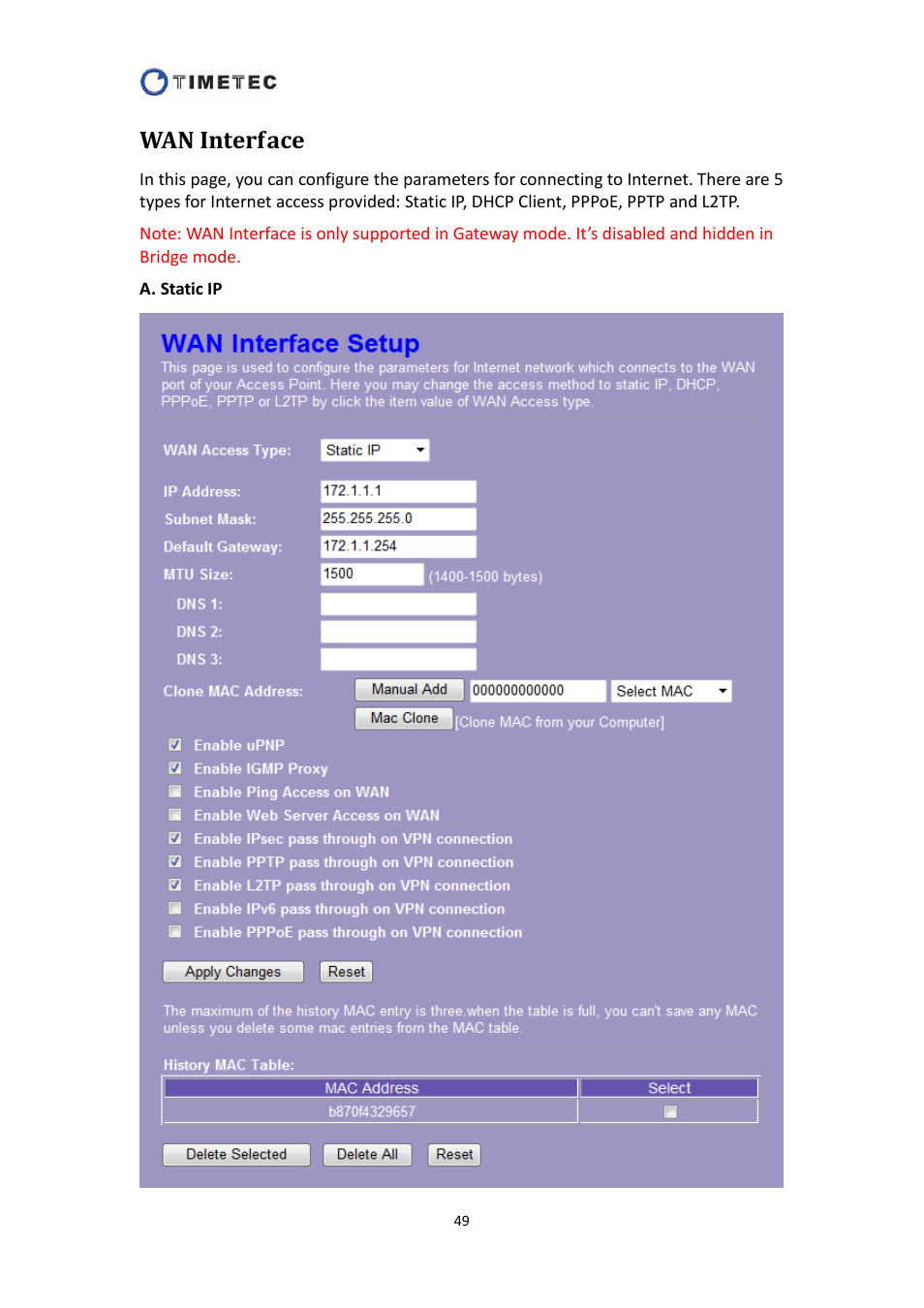 Wan interface | Astak R4020A - User Manual User Manual | Page 50 / 84