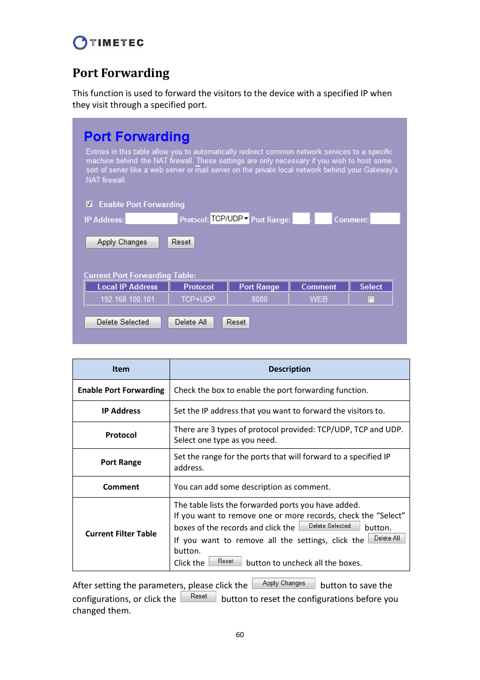 Port forwarding | Astak R4020A - User Manual User Manual | Page 61 / 84