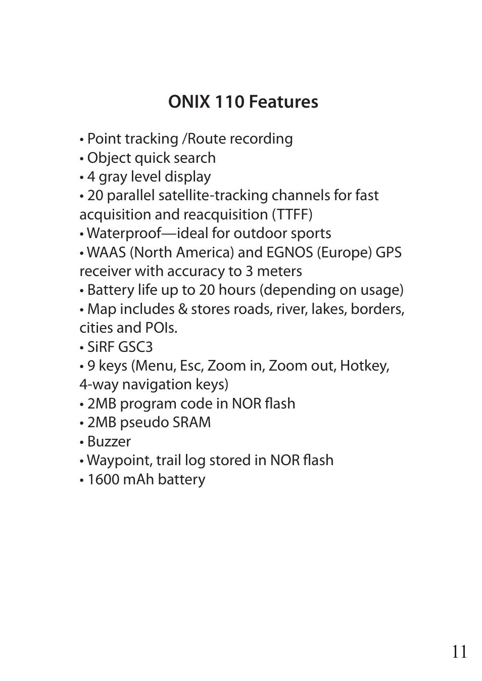 Bushnell ONIX 110 User Manual | Page 11 / 60