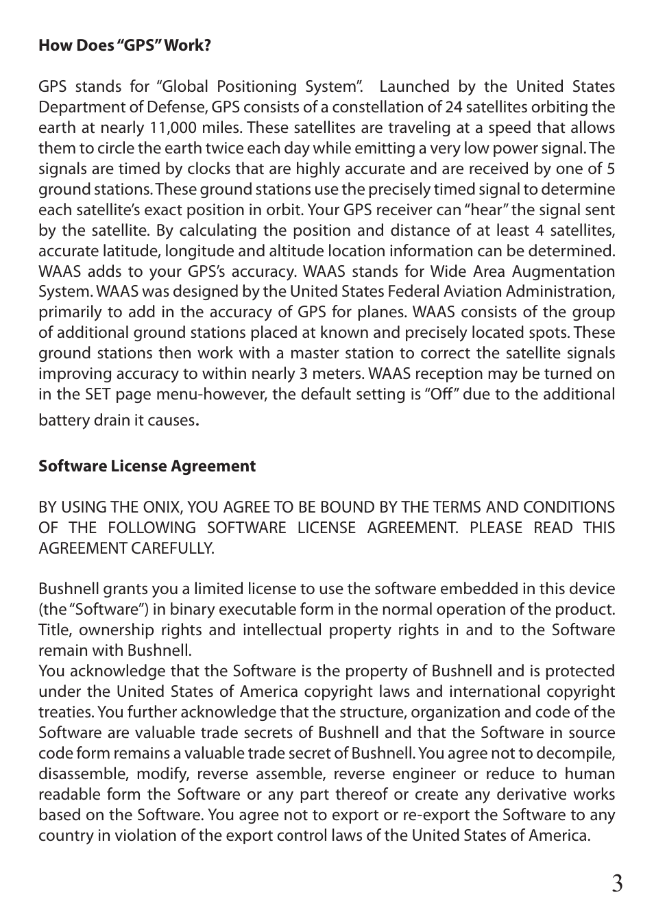 Bushnell ONIX 110 User Manual | Page 3 / 60