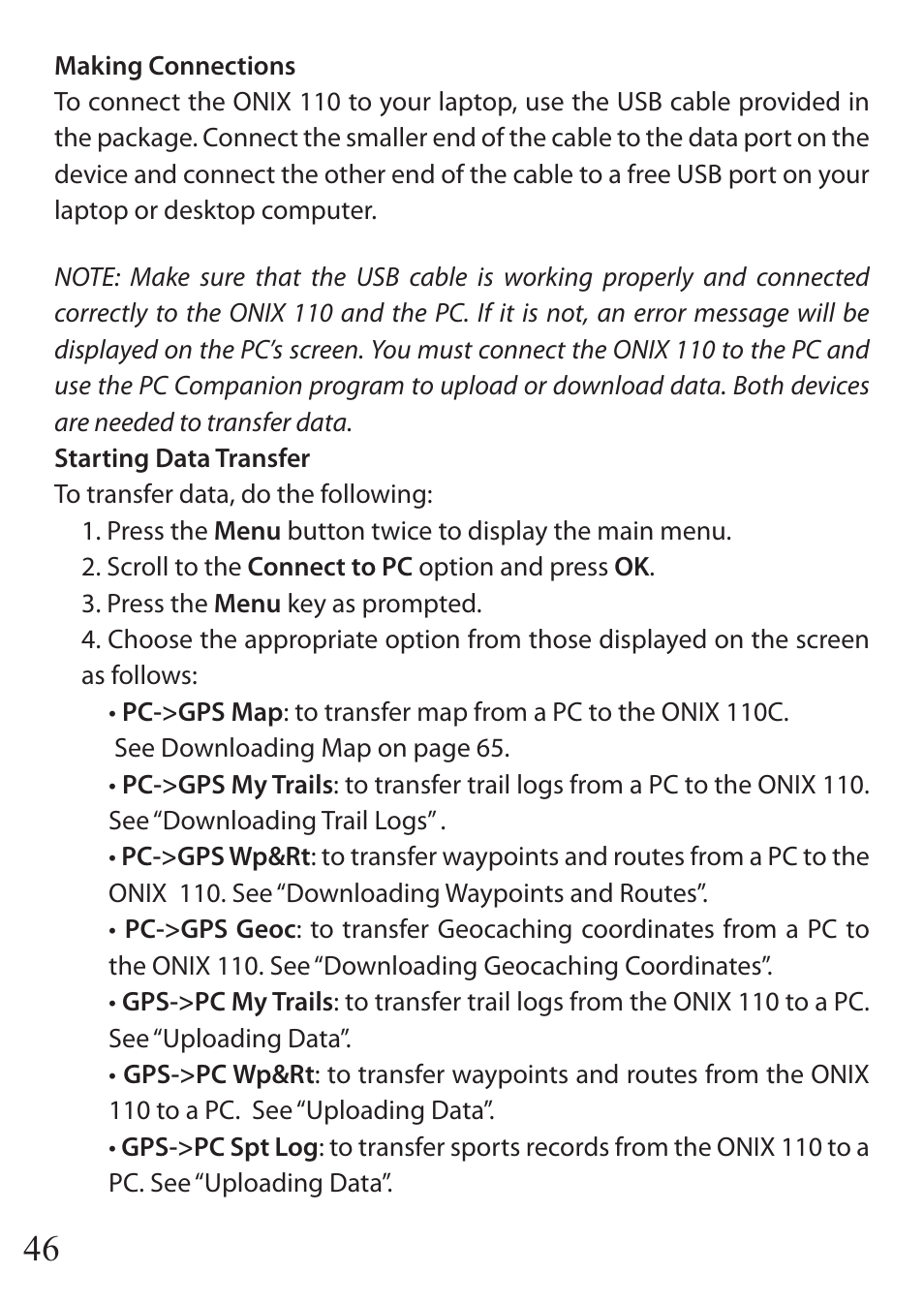 Bushnell ONIX 110 User Manual | Page 46 / 60