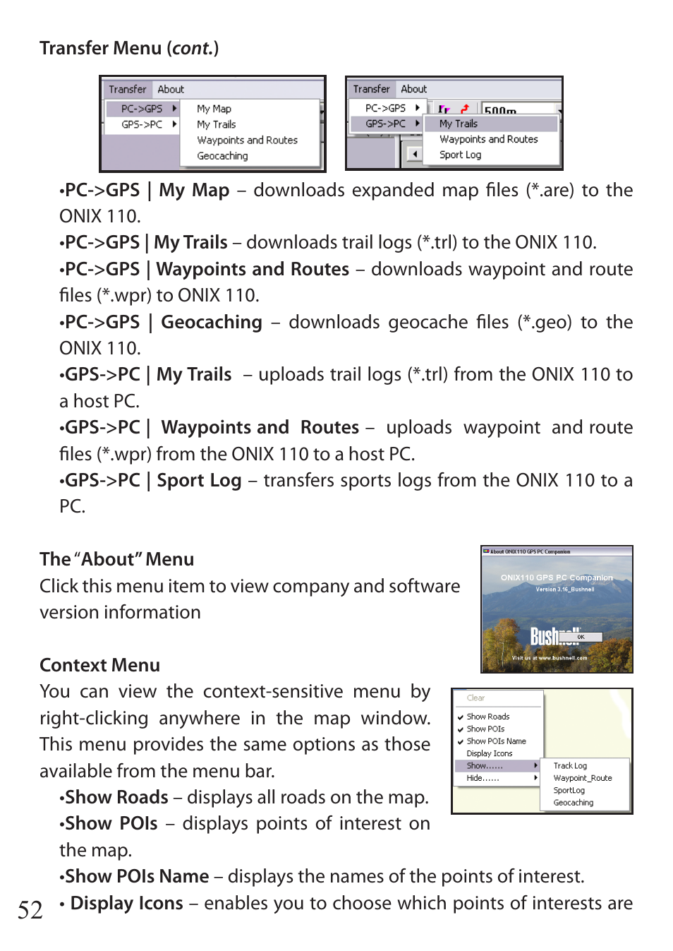 Bushnell ONIX 110 User Manual | Page 52 / 60