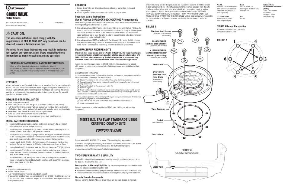 Attwood Grade Valve User Manual | 1 page