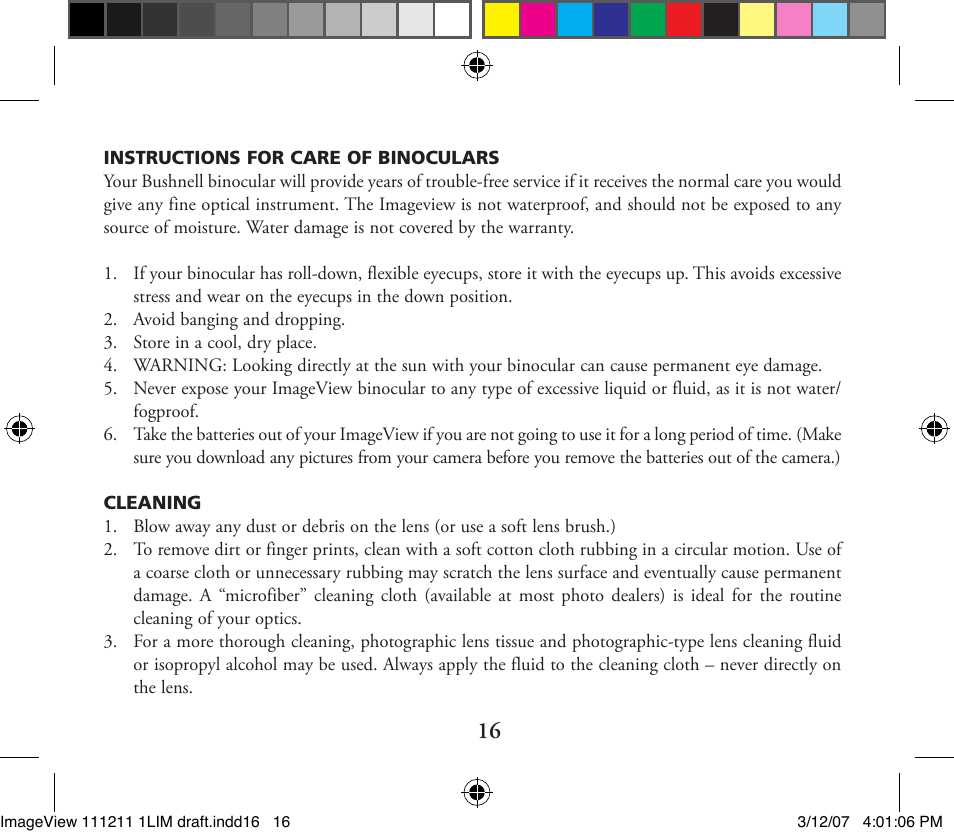 Bushnell ImageView 11-1211 User Manual | Page 16 / 20