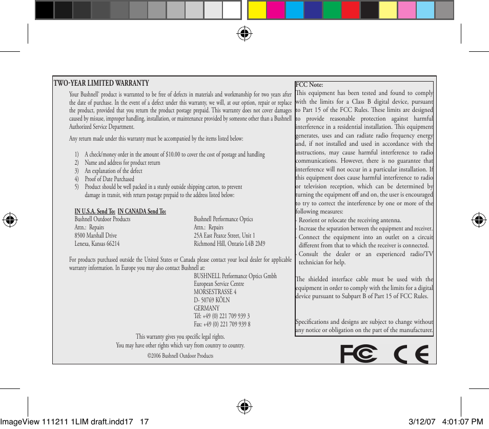 Bushnell ImageView 11-1211 User Manual | Page 17 / 20