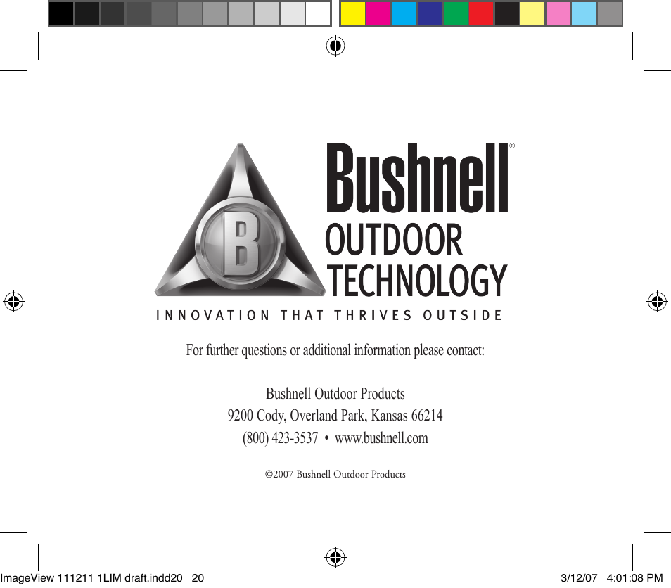 Bushnell ImageView 11-1211 User Manual | Page 20 / 20