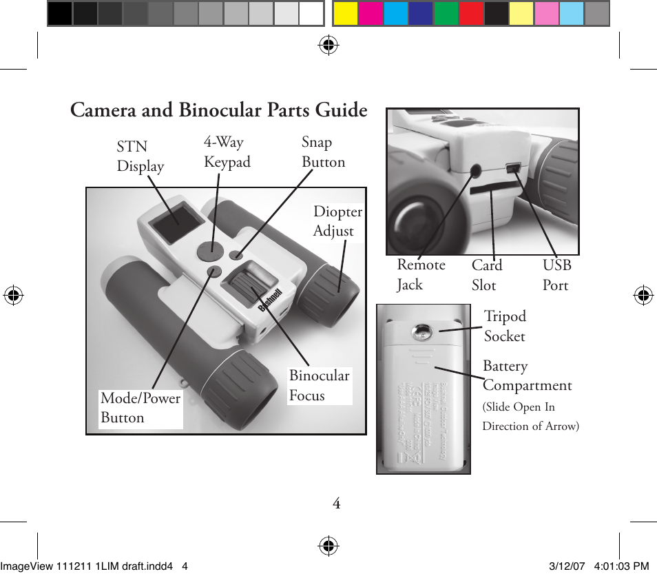 Camera and binocular parts guide | Bushnell ImageView 11-1211 User Manual | Page 4 / 20