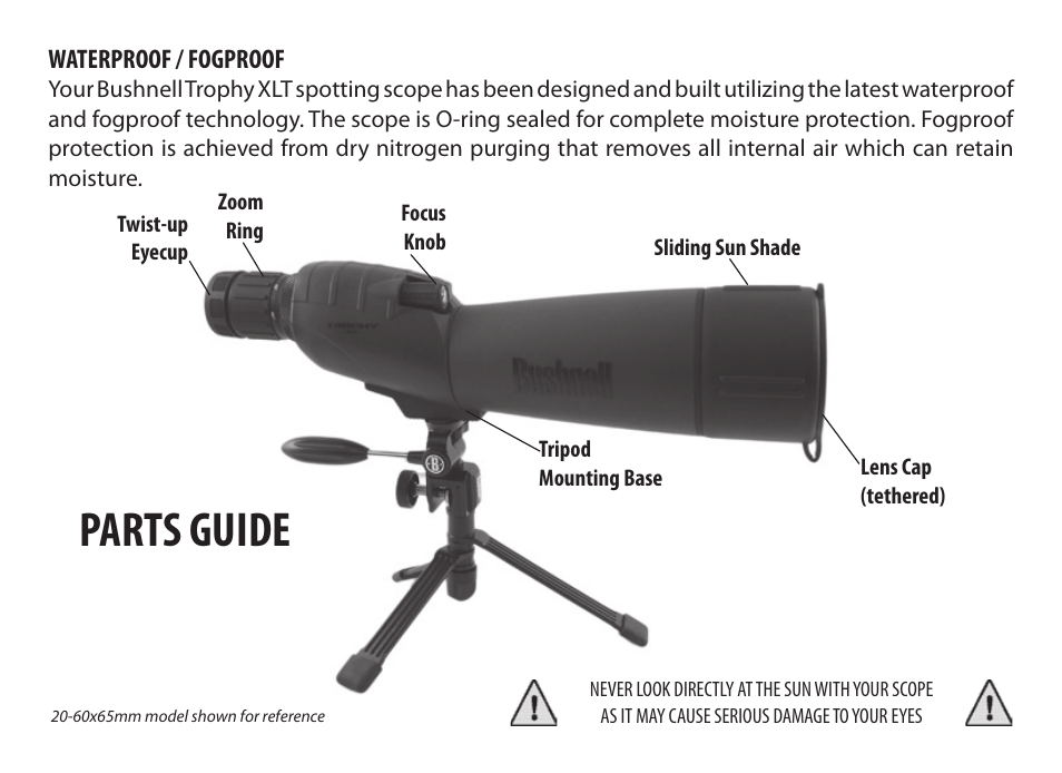 Parts guide | Bushnell SPOTTING SCOPES 98-2307/10-10 User Manual | Page 4 / 8