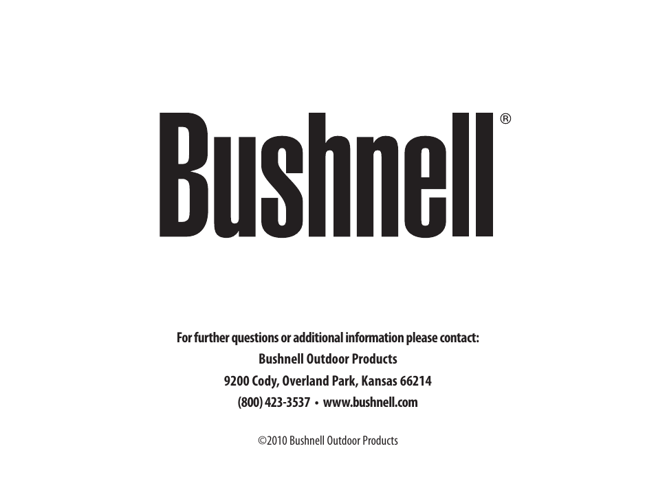 Bushnell SPOTTING SCOPES 98-2307/10-10 User Manual | Page 8 / 8