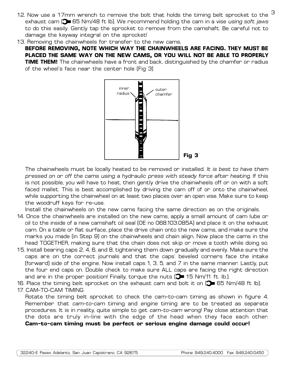 Autotech 10.109.418K Sport 16V Camshaft Set, Mk1, Mk2, Mk3 16V User Manual | Page 3 / 4