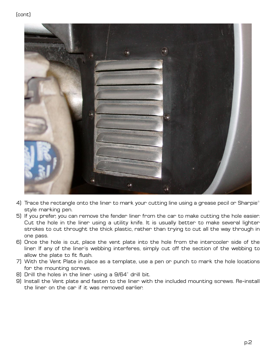 Autotech 10.145.100K Intercooler Vent Plate, Mk4 1.8T User Manual | Page 2 / 3