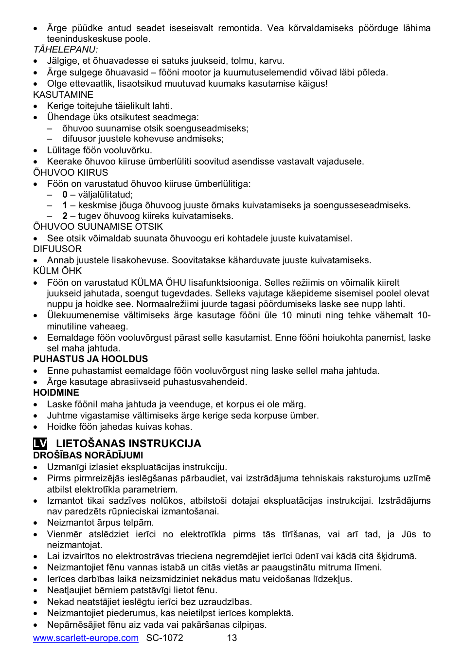 Scarlett SC-1072 User Manual | Page 13 / 20