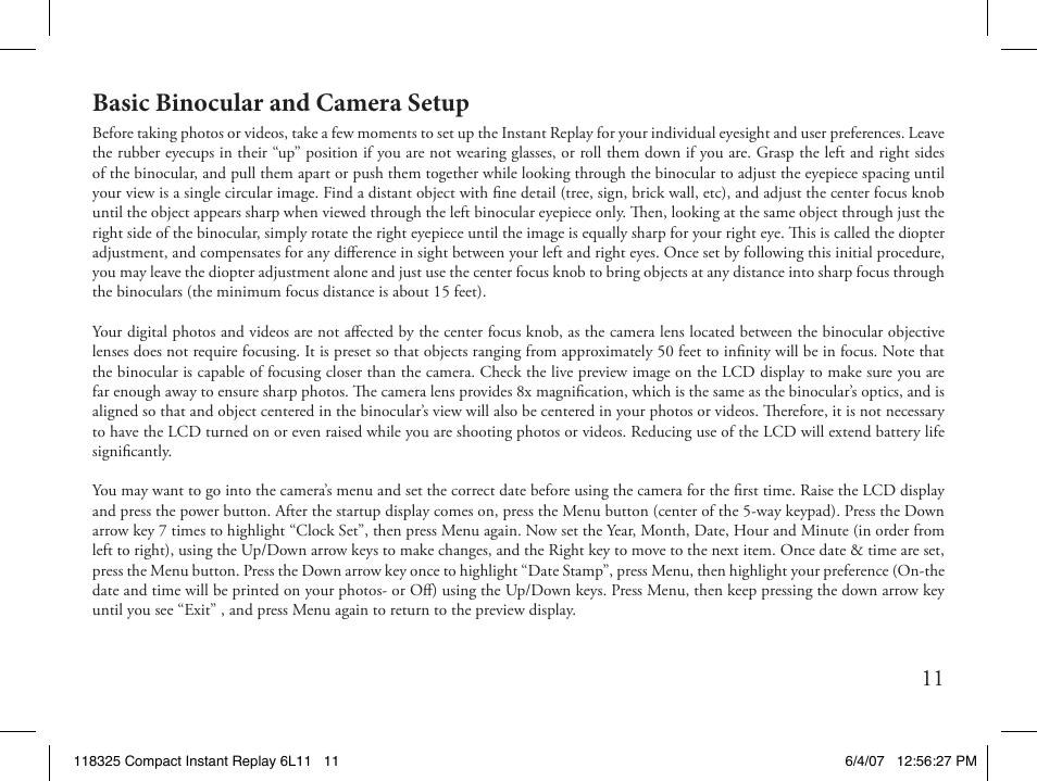 Basic binocular and camera setup | Bushnell 118325 User Manual | Page 11 / 138