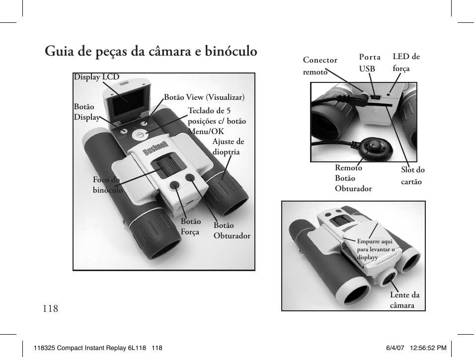 Guia de peças da câmara e binóculo | Bushnell 118325 User Manual | Page 118 / 138