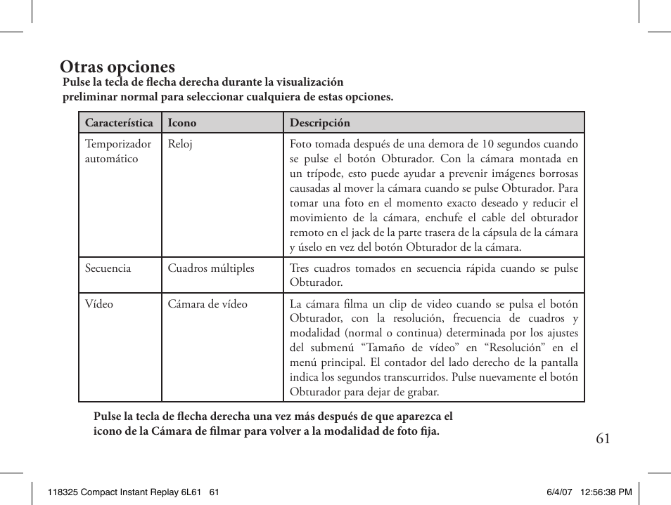 Otras opciones | Bushnell 118325 User Manual | Page 61 / 138