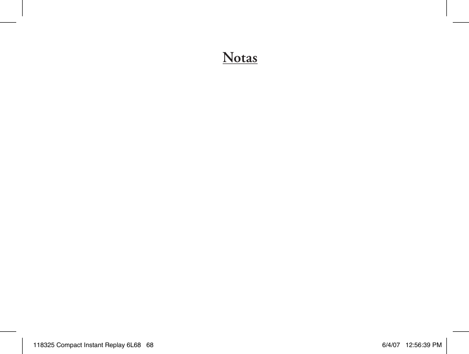 Notas | Bushnell 118325 User Manual | Page 68 / 138