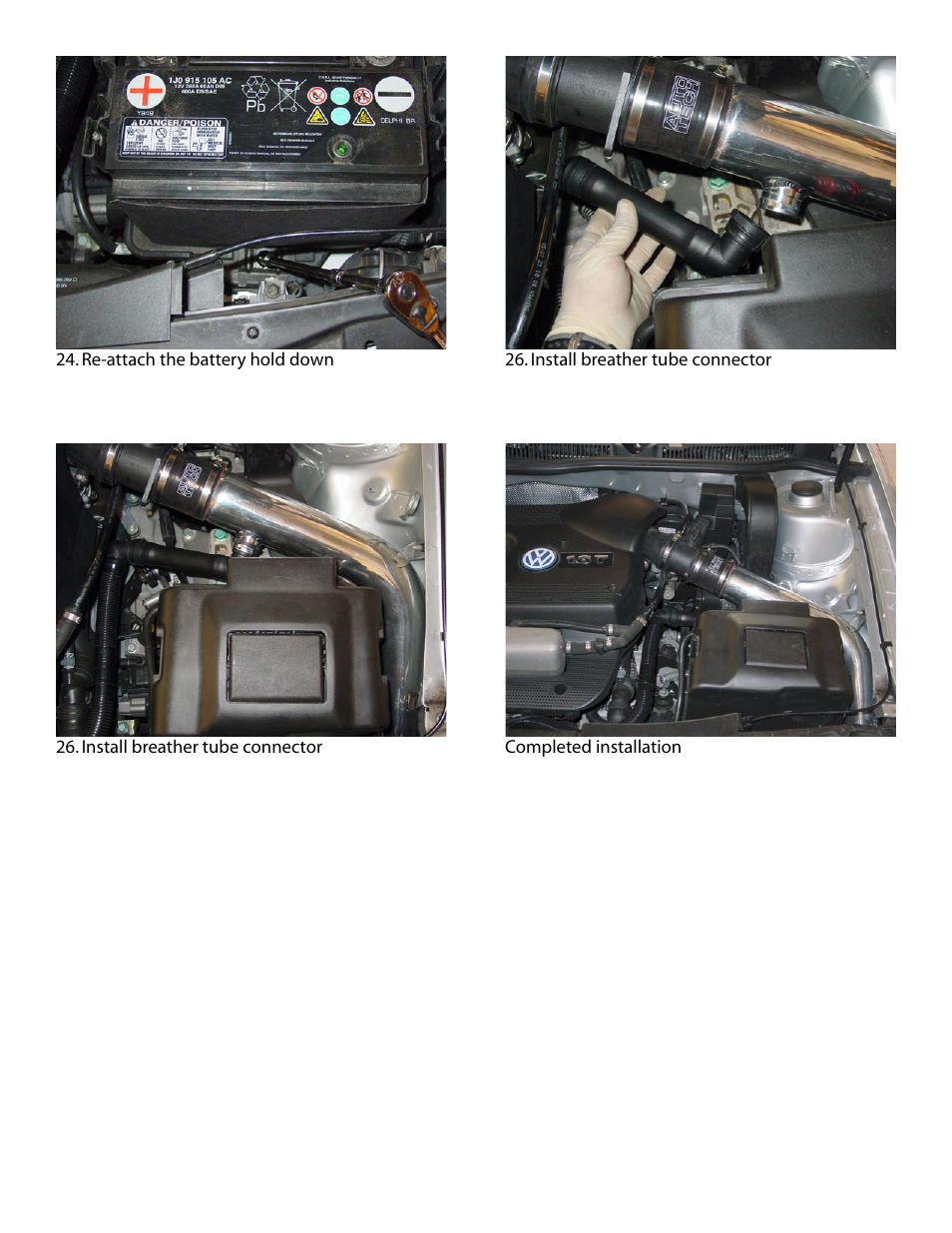 Autotech 10.202.411K-414K Cold Air Intake Kit, Mk4 2.0L, 1.8T, 12V VR6, 24V VR6 [Composite] User Manual | Page 5 / 5
