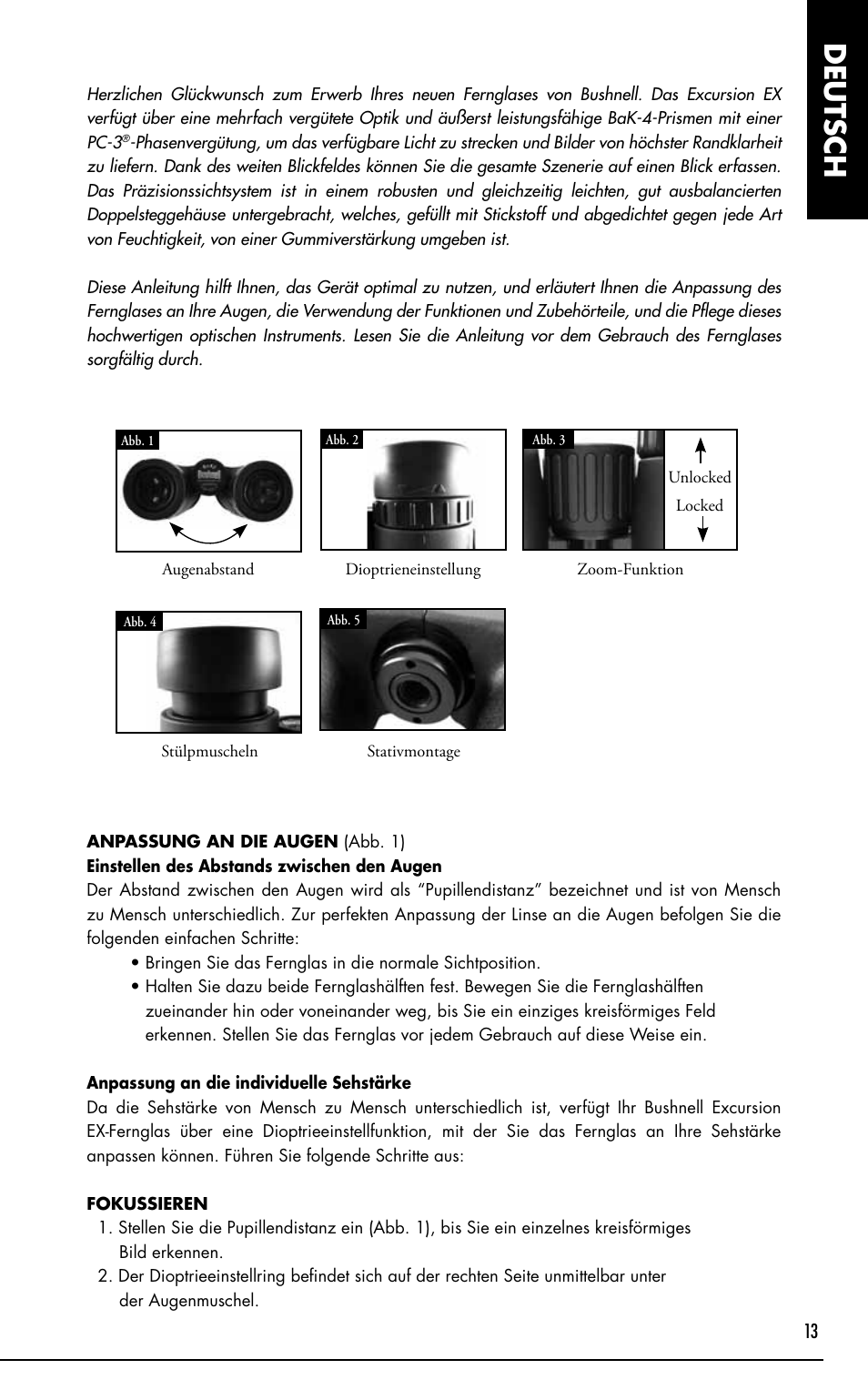 Deutsch | Bushnell Excursion EX User Manual | Page 13 / 26