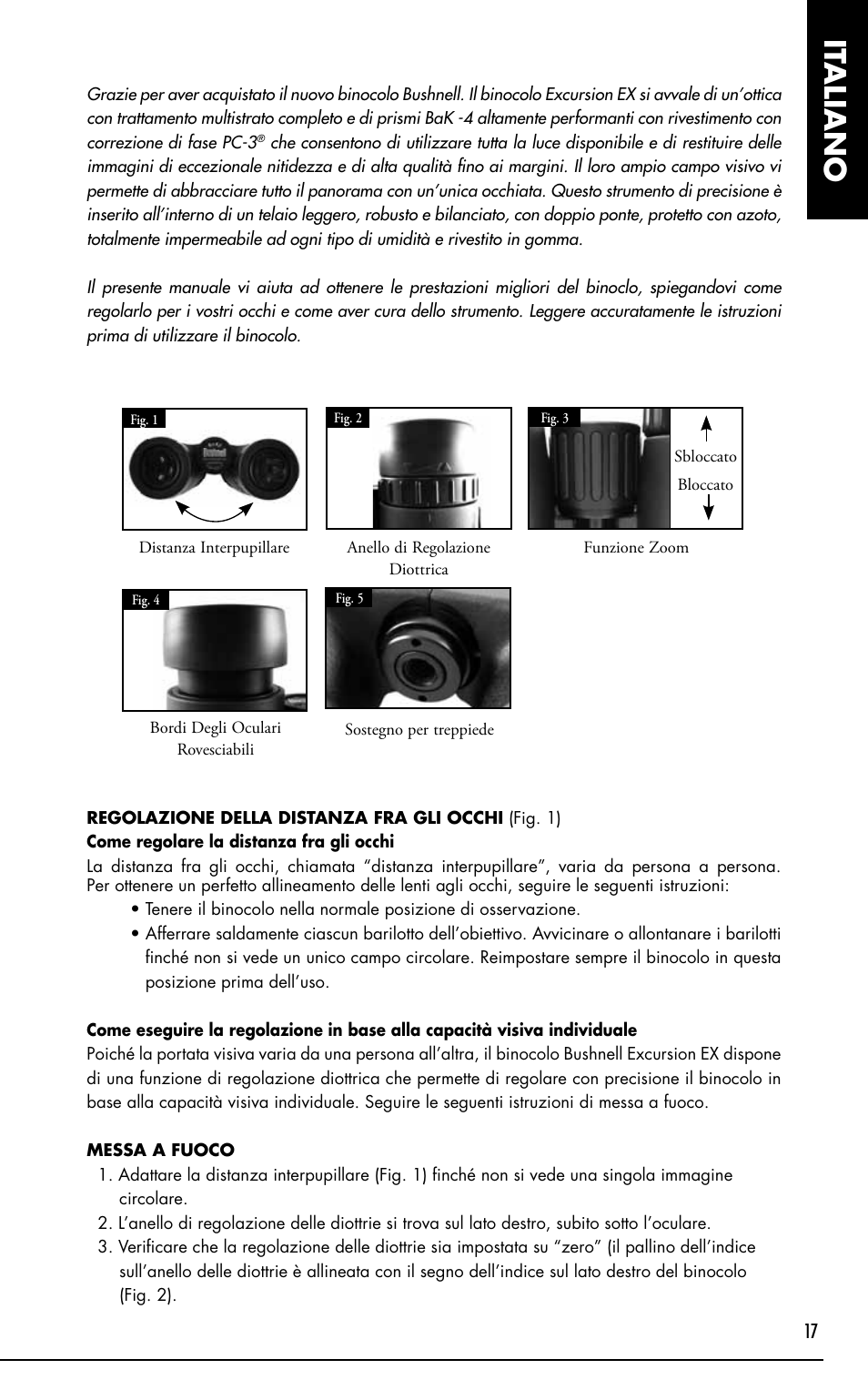 It aliano | Bushnell Excursion EX User Manual | Page 17 / 26