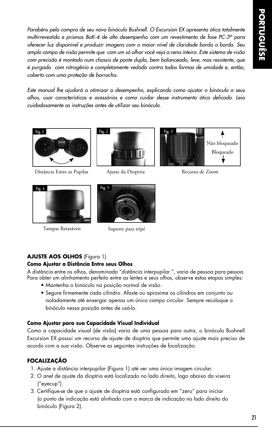 Portuguêse | Bushnell Excursion EX User Manual | Page 21 / 26