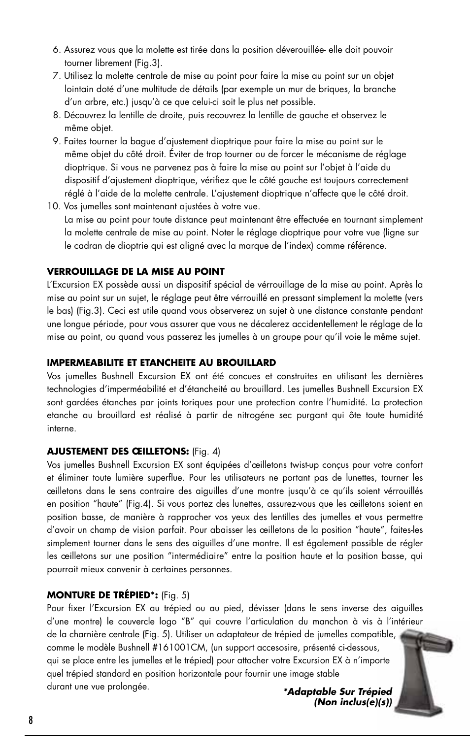 Bushnell Excursion EX User Manual | Page 8 / 26