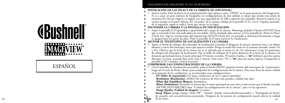 Español | Bushnell 78-7351 User Manual | Page 20 / 57