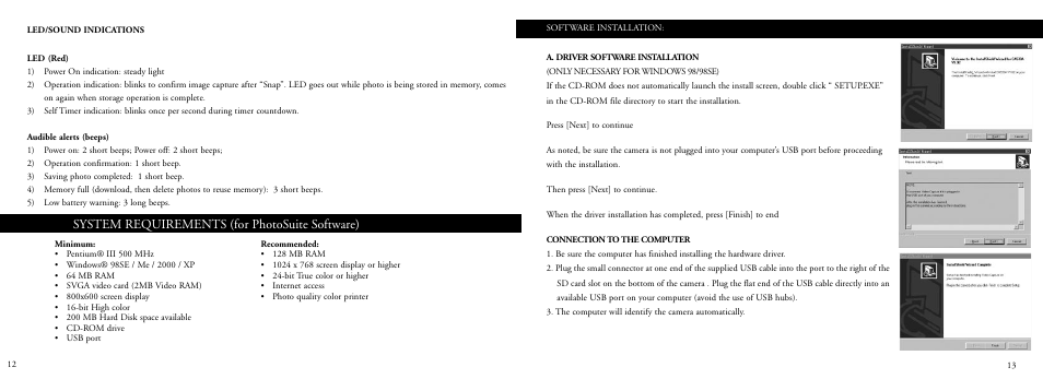 System requirements (for photosuite software) | Bushnell 78-7351 User Manual | Page 7 / 57