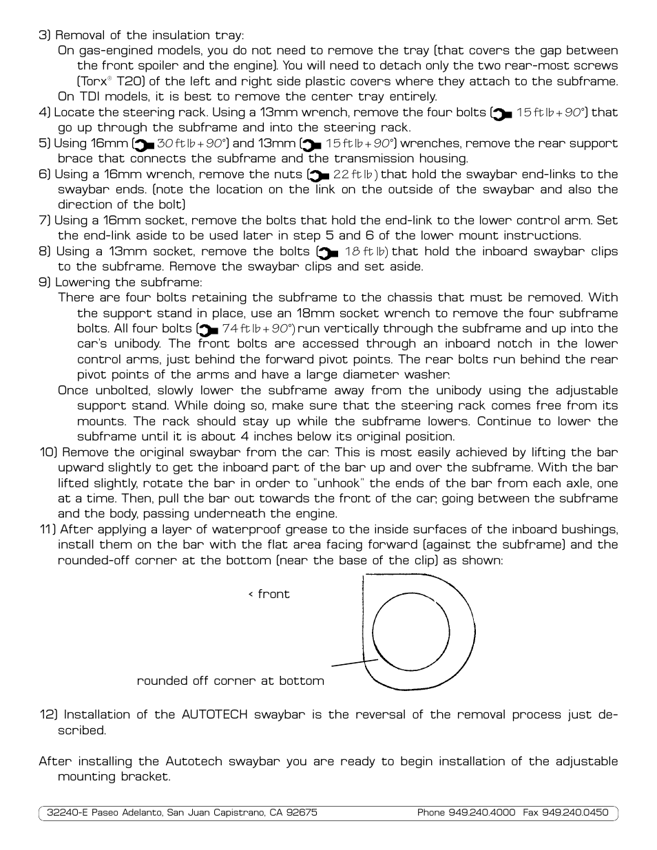 Autotech 10.425.1526GK Front 25mm ClubSport Adjustable Swaybar, Mk4 Models User Manual | Page 2 / 3