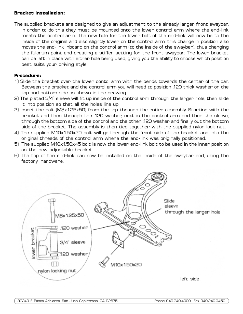 Autotech 10.425.1526GK Front 25mm ClubSport Adjustable Swaybar, Mk4 Models User Manual | Page 3 / 3