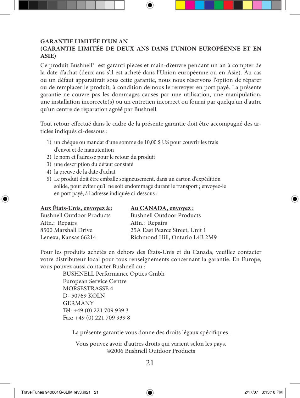 Bushnell 940001AP User Manual | Page 21 / 64