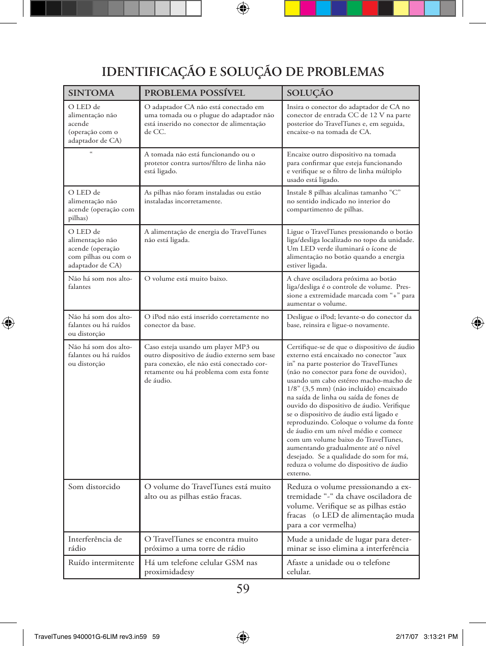 Identificação e solução de problemas | Bushnell 940001AP User Manual | Page 59 / 64