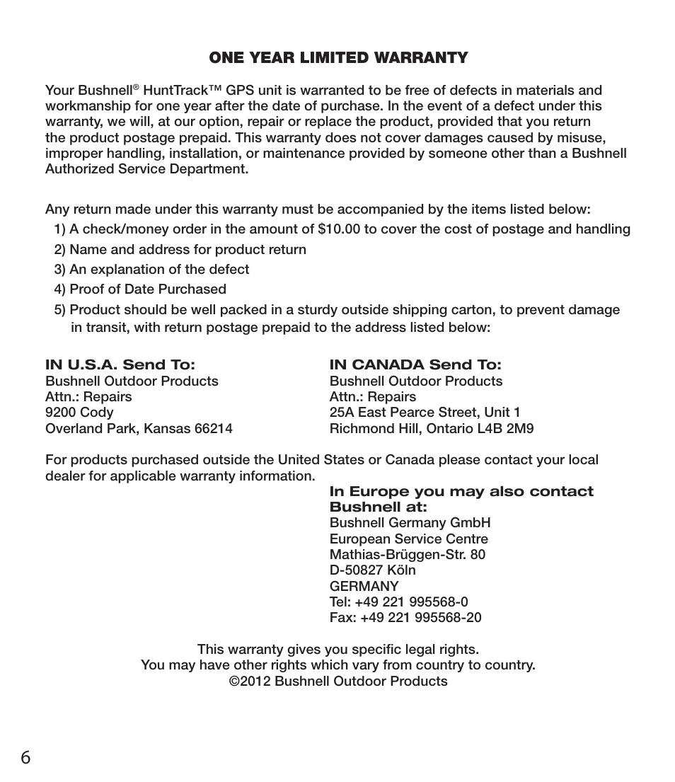 Bushnell 360500 User Manual | Page 6 / 8