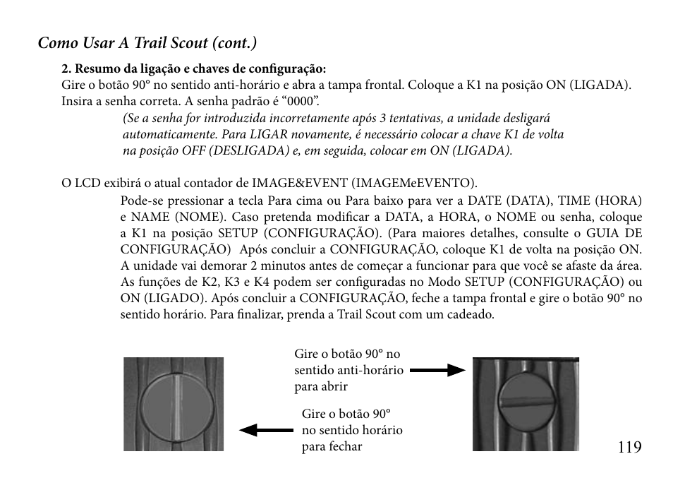 Como usar a trail scout (cont.) | Bushnell TRAILSCOUT 119935 User Manual | Page 119 / 124