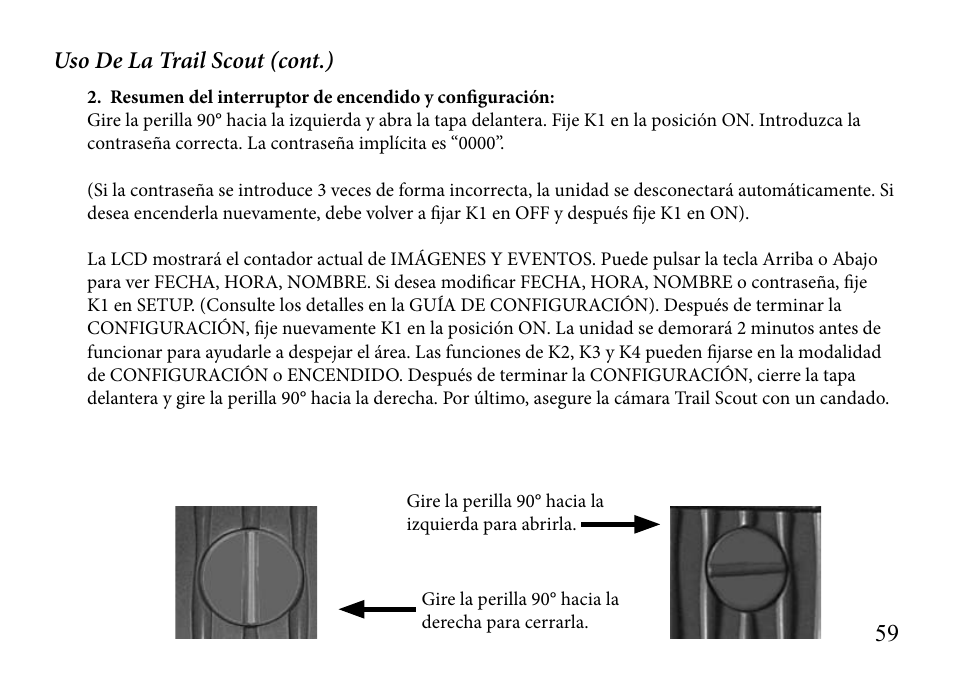 Uso de la trail scout (cont.) | Bushnell TRAILSCOUT 119935 User Manual | Page 59 / 124