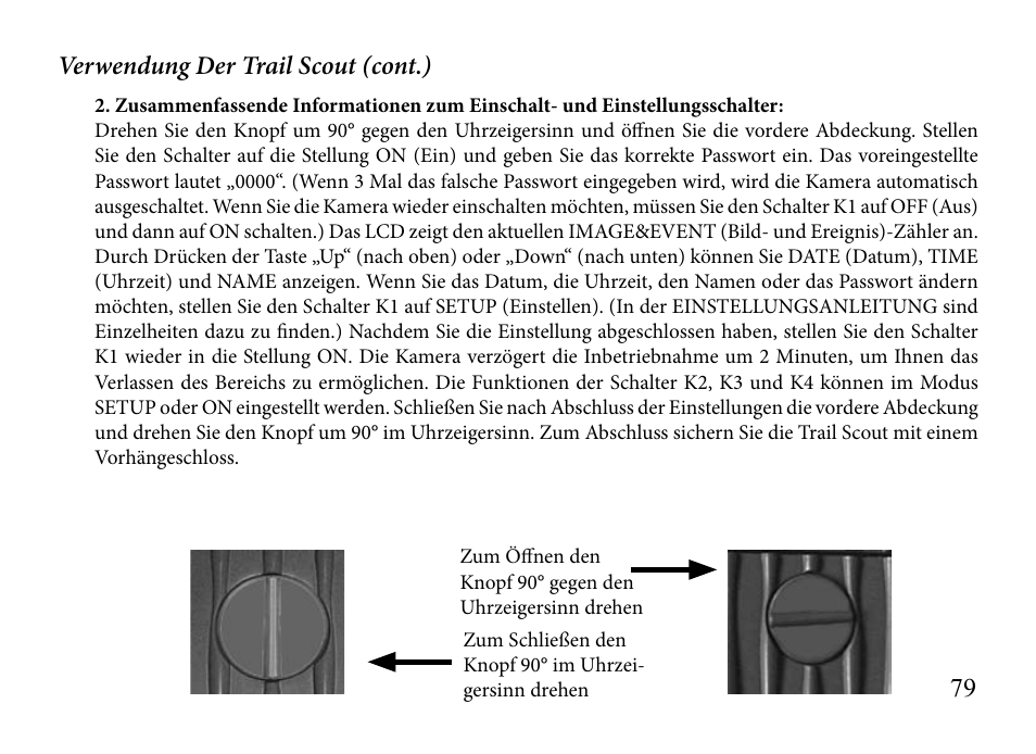 Verwendung der trail scout (cont.) | Bushnell TRAILSCOUT 119935 User Manual | Page 79 / 124