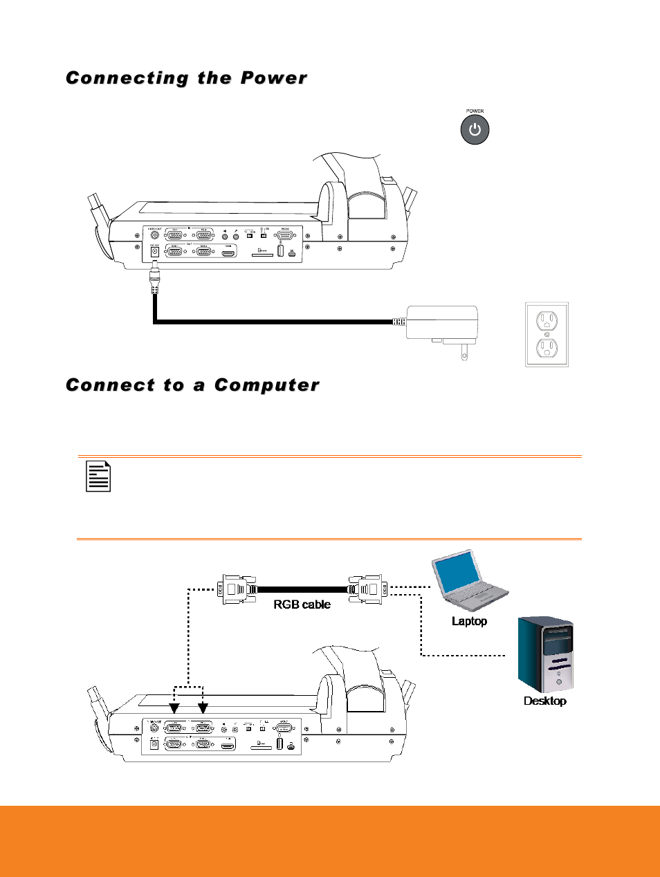 Connecting the power, Connect to a computer | AVer PL50 user manual User Manual | Page 15 / 46