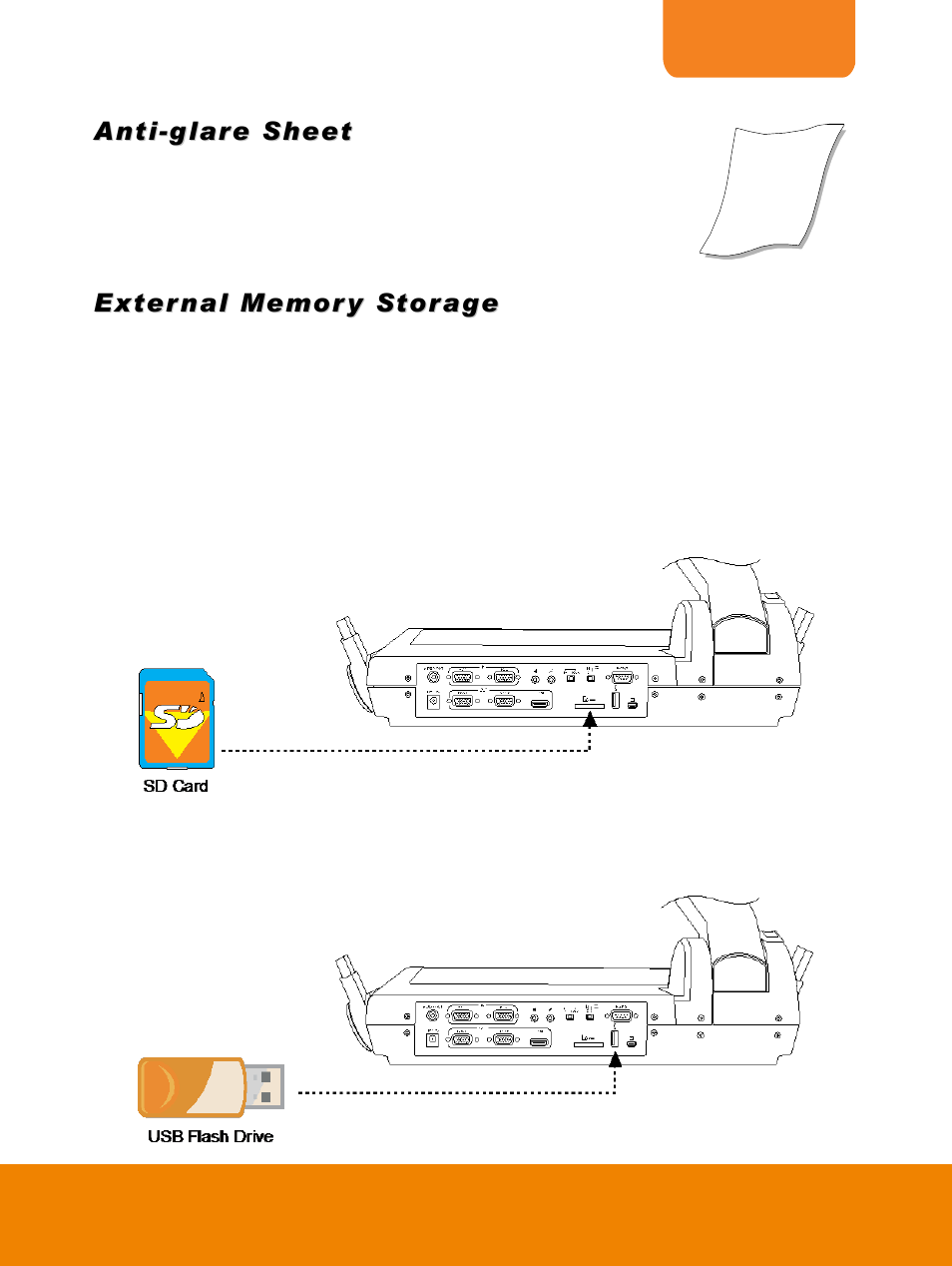 Anti-glare sheet, External memory storage, E hhu | External, Memory storage | AVer PL50 user manual User Manual | Page 22 / 46