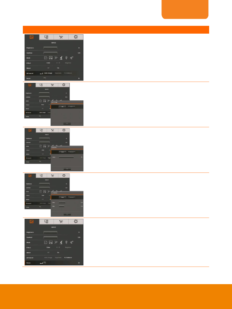 Advanced, Auto image, Exposure | White balance, Focus, English | AVer PL50 user manual User Manual | Page 26 / 46