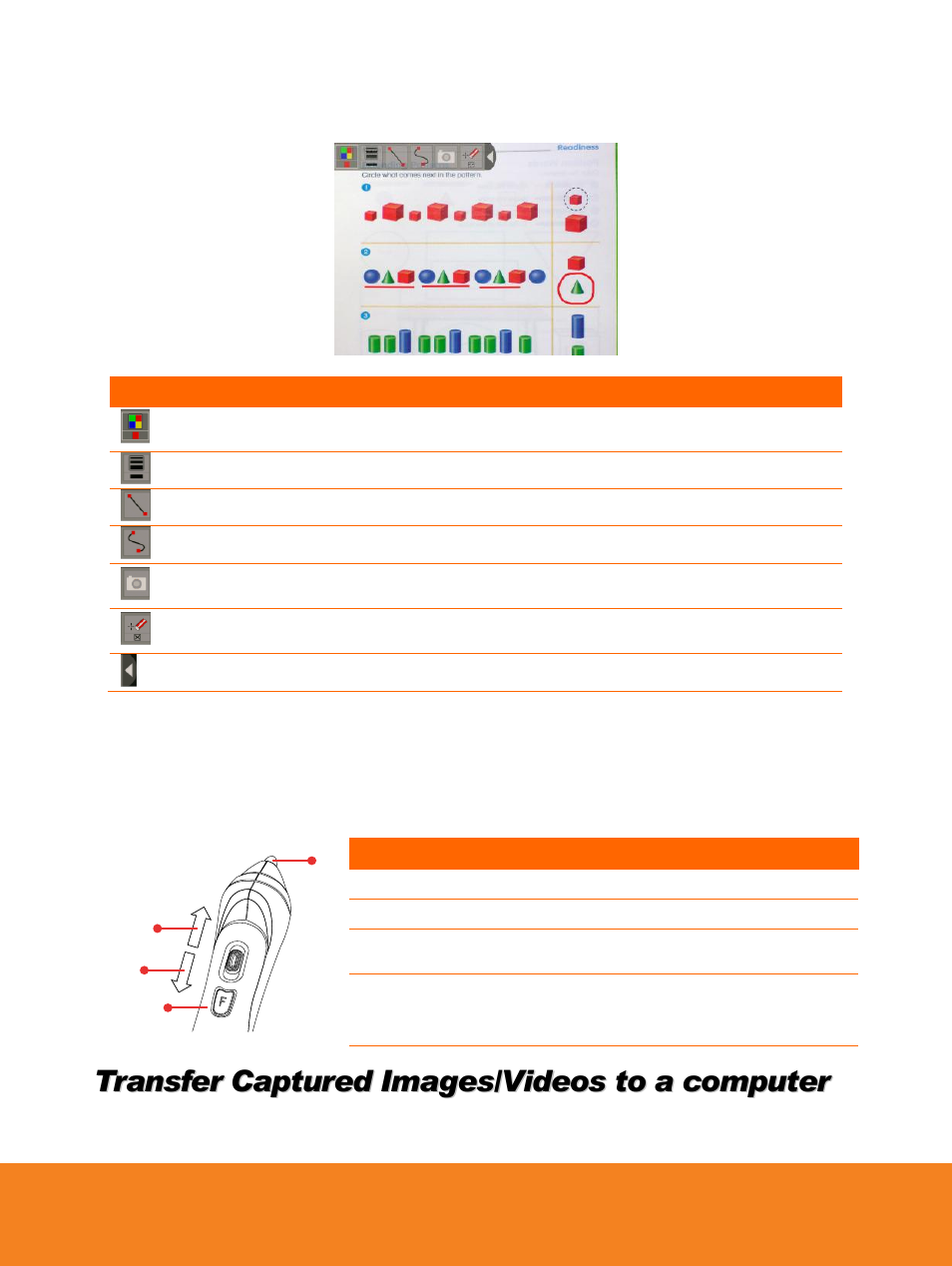 Using the ap20t slide switch and f button, Transfer captured images/videos to a computer | AVer PL50 user manual User Manual | Page 35 / 46