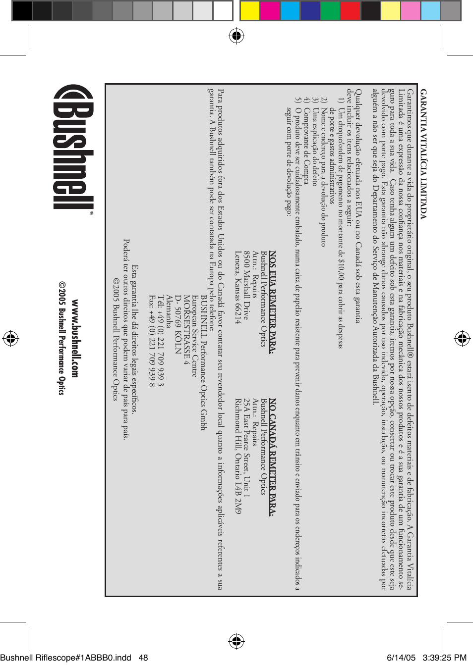 Bushnell 98-0603/06-05 User Manual | Page 25 / 25