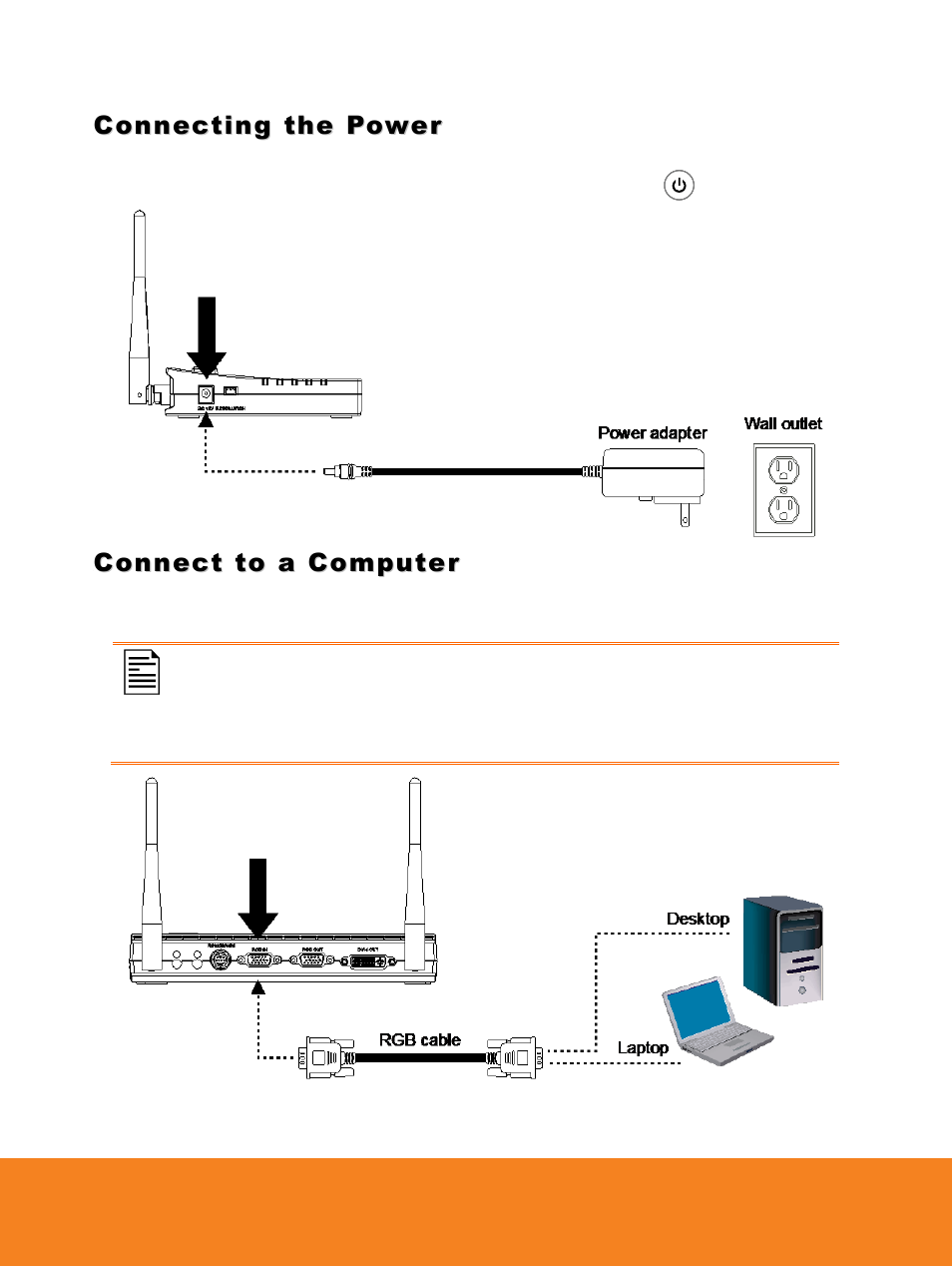 25bconnecting the power, 26bconnect to a computer, Connecting the power | Connect to a computer | AVer W30 user manual User Manual | Page 17 / 44