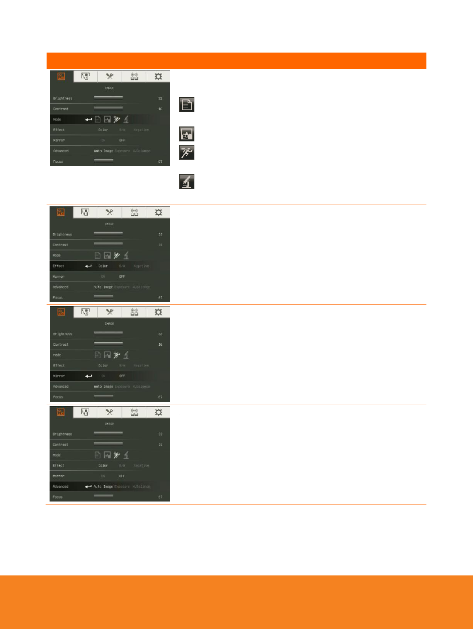 Mode, Effect, Mirror | Advanced, English | AVer W30 user manual User Manual | Page 26 / 44