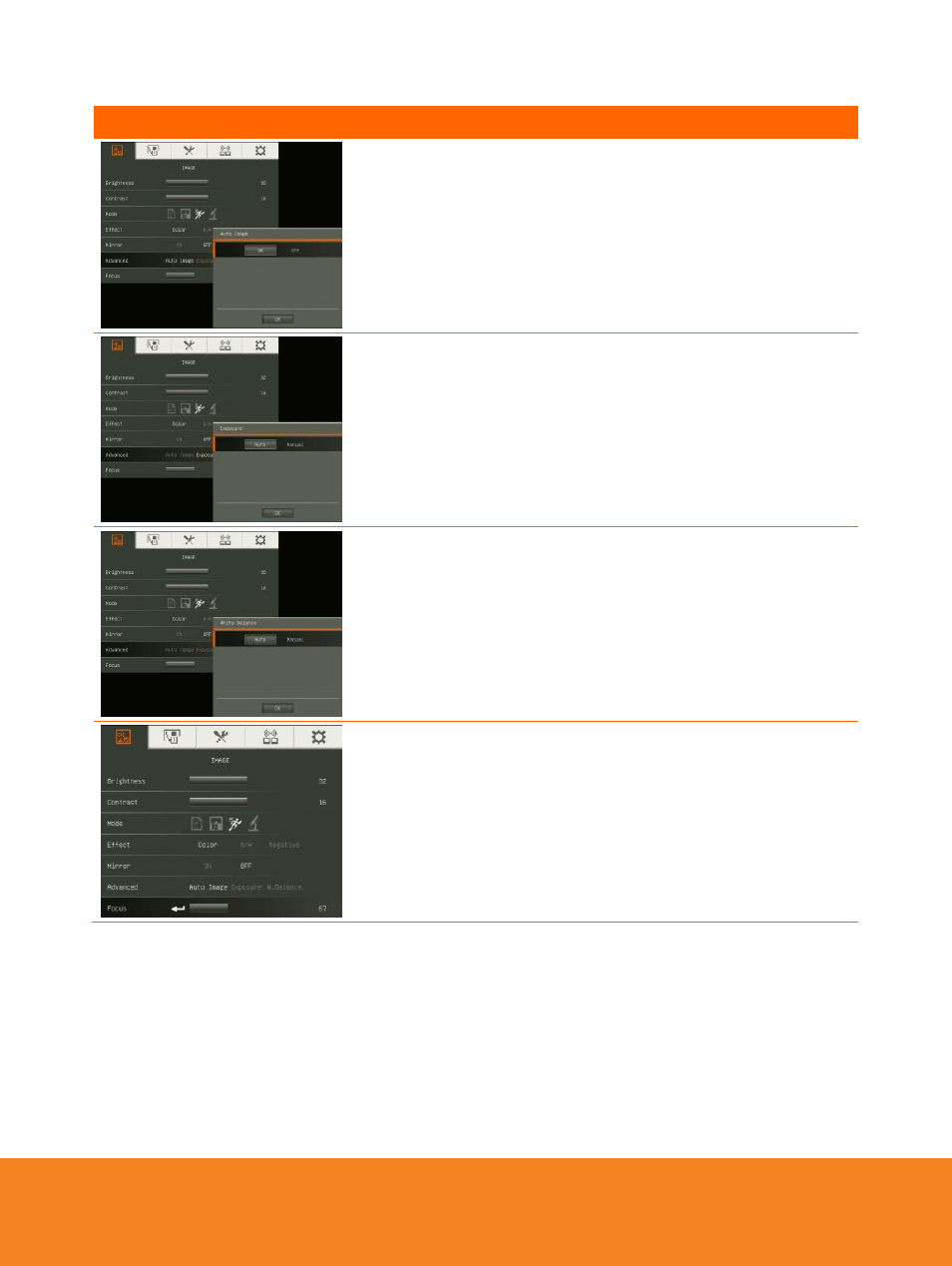 Auto image, Exposure, White balance | Focus, English | AVer W30 user manual User Manual | Page 27 / 44