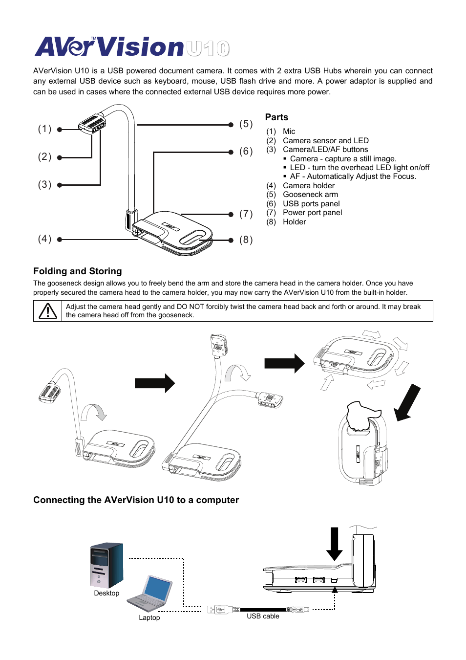 AVer U10 User Manual | 2 pages