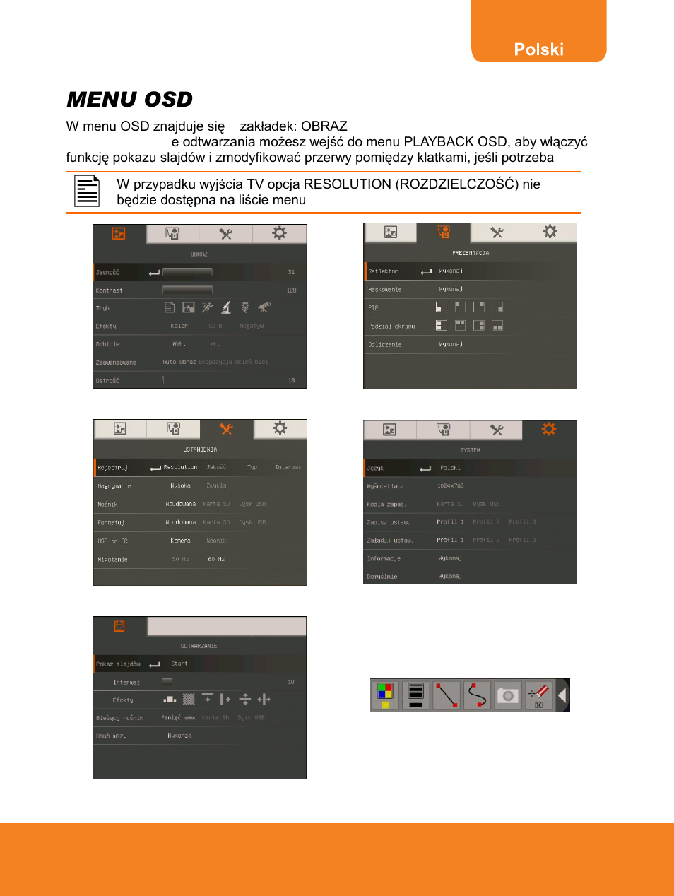 Menu osd | AVer F15 On-screen Display User Manual | Page 107 / 189