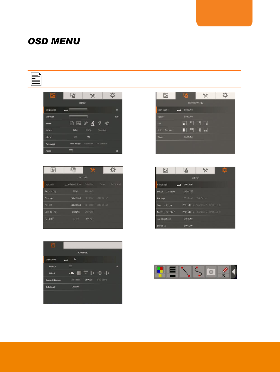 Osd menu | AVer F15 On-screen Display User Manual | Page 2 / 189