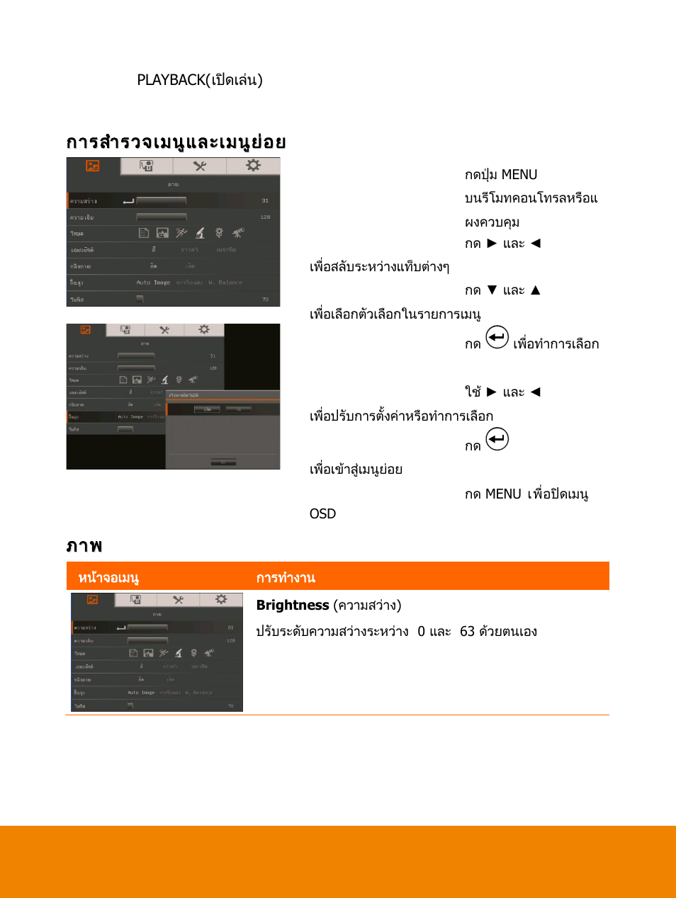 การส ารวจเมนูและเมนูย่อย | AVer F15 On-screen Display User Manual | Page 36 / 189